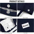 Kawn® Women Corduroy Tote Bag Canvas Shoulder Cord Purse Reusable Shopping Bag Grocery Bag Large Capacity Washable Handbag Girls Shoulder Bag with Inner Pocket For Daily Use Work Travel (Navy Blue)