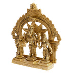 ARTVARKO Brass Lord Vishnu with Sridevi and Bhudevi Parivar Darbar Swami Satyanarayan Idol for Puja Gift Living Room Decoration Home Décor Height 5.5 Inch