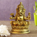 ARTVARKO Brass Idol Ganesha Murti Ganpati Ganesh Statue for Home Decor Manidr Temple Office Inauguration Greh Pravesh Diwali Retirement Marriage Ceremony Birthday Gift Height 4.