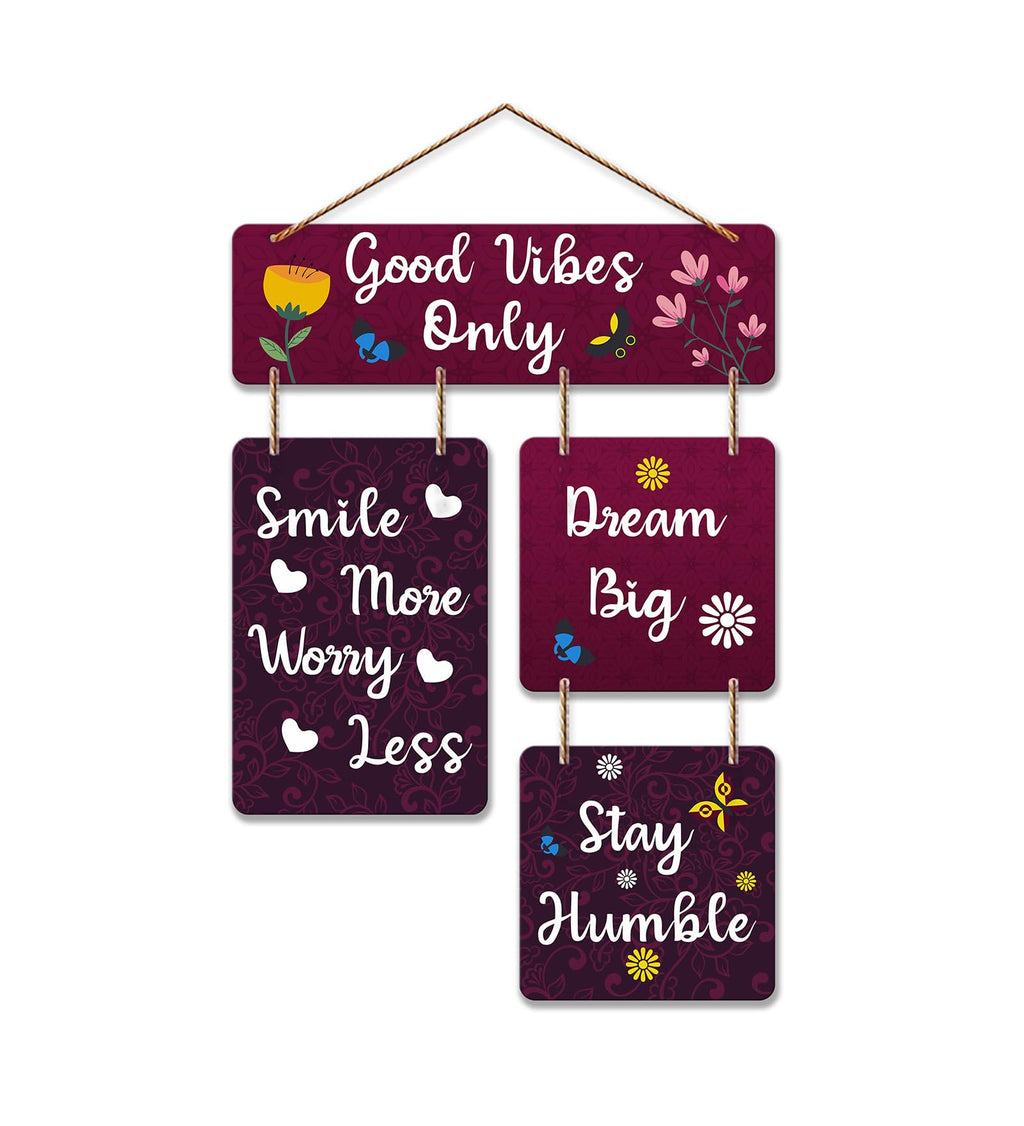 Artvibes Good Vibes Only Designer Wall Hanging Wooden Art | Quotes Decor Item | Wall Illustrations | Office Wall Decoration Items | Wall Art Print | Inspirational quotes | Gift Items (WH_6502N)