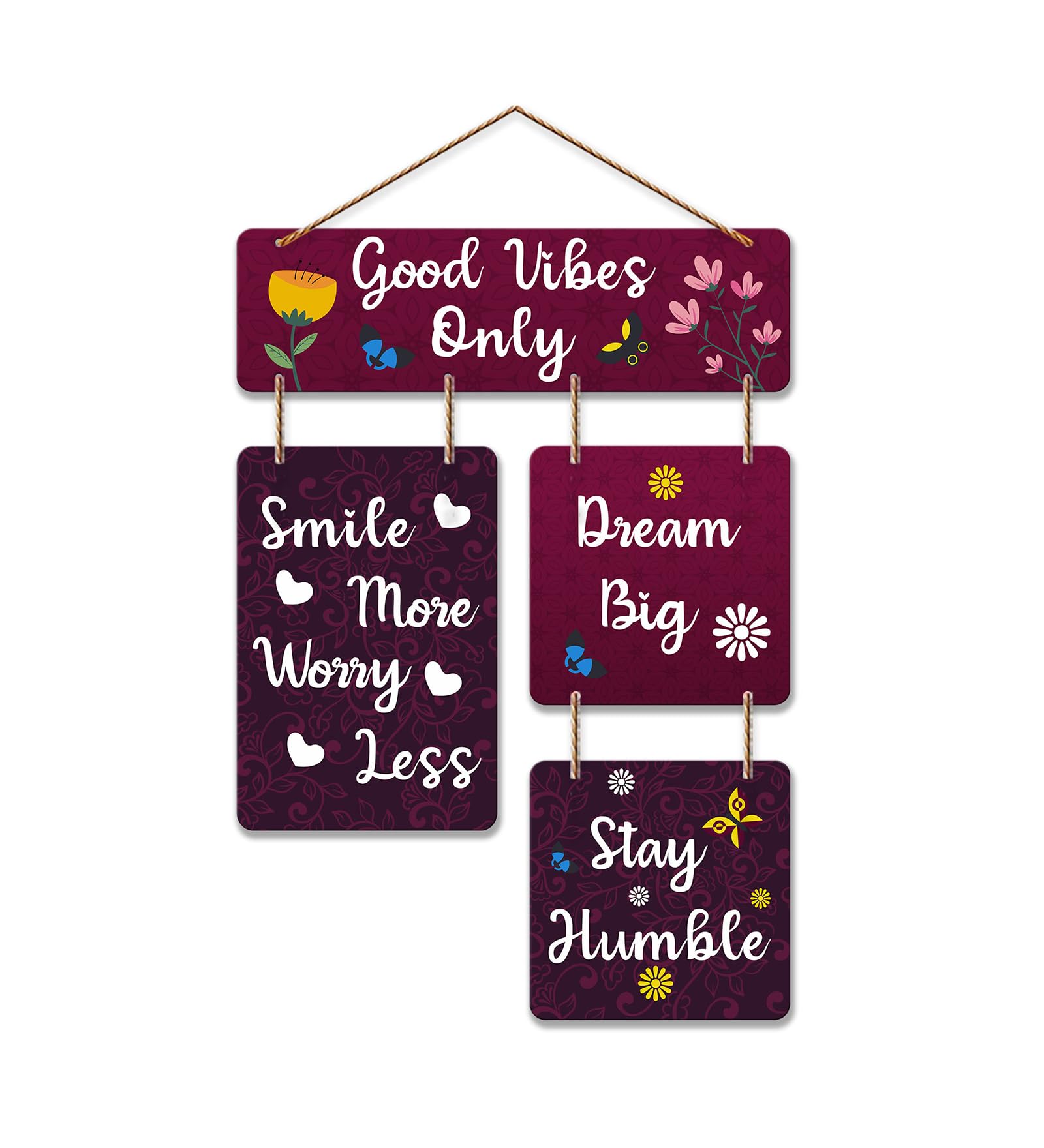 Artvibes Good Vibes Only Designer Wall Hanging Wooden Art | Quotes Decor Item | Wall Illustrations | Office Wall Decoration Items | Wall Art Print | Inspirational quotes | Gift Items (WH_6502N)