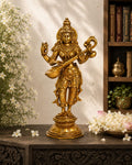 ARTVARKO Brass Goddess Maa Saraswati Statue Standing Education Study Vidya Devi Idol Spiritual Puja Vastu Showpiece Religious Murti Sculpture Knowledge Music & Art 10 Inches