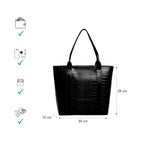 Fastrack Chic Textured Tote Bag for Women | Stylish Casual Bag for Ladies, Women, Girls | Trendy Everyday College Bag Made of Faux Leather (Black)