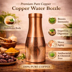 JAIPUR ACE Premium Pure Copper Water Bottle Designer Engraved Leak Proof Ayurvedic Drinking Bottle for Health Benefits Stylish Kitchen Office Use Ideal Gift for Weddings and Occasions(Royal Etching)