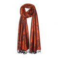 STOLE STUDIO Embellished Leaf Luxurious Viscose Stole Scarf (Black/Orange)