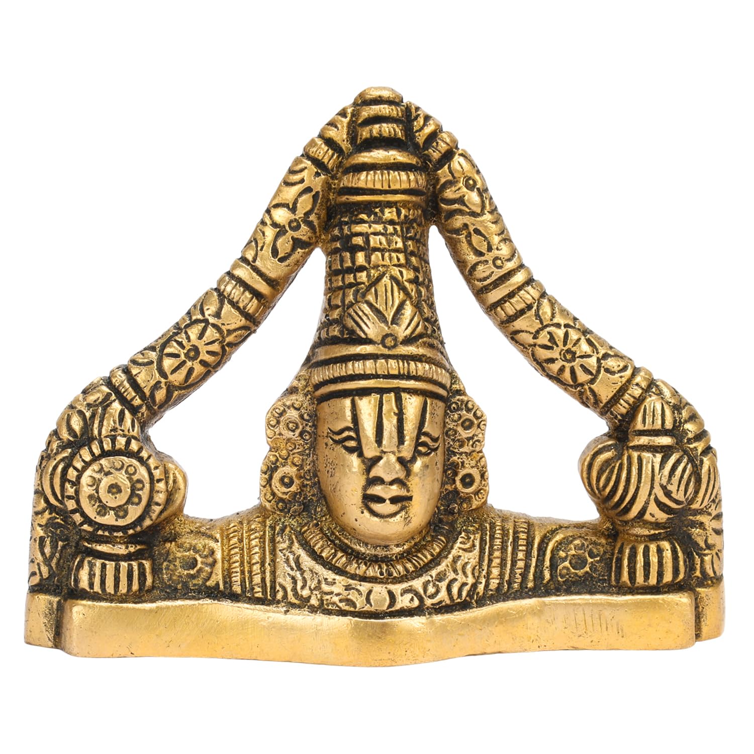 ARTVARKO Pure Brass Lord Venkateswara Statue Tirupati Balaji Idol for Home Office Temple Pooja Gift Spiritual (9x2.5x7 cm)