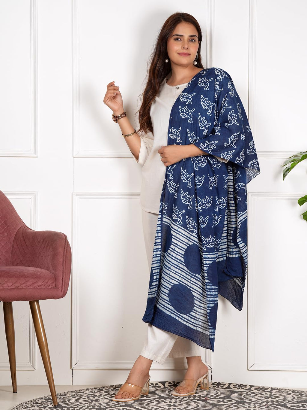 RAI SAHAB Printed Cotton Scarf for Women, Lightweight Soft Scarves Stoles for Summer & Winter