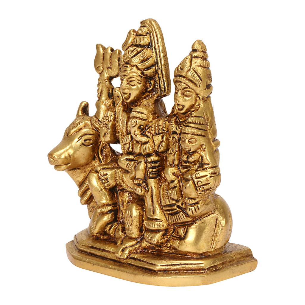 SVARUP Brass Shiva Parvati Shiv Parivar Shankar Bhagwan Ganesh Family Murti Idol Statue Sculpture 3 Inch