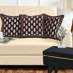 DECOMIZER Jacquard Geomteric Cushion Covers 24 inch x 24 inch Set of 3 Ethnic Motifs Cushion Covers,Design- Ambi,Color- Coffee