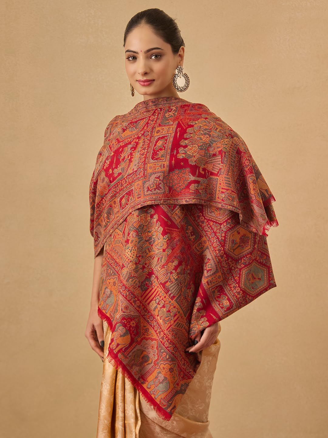 Pashmoda Women Darbari Kaani Wool Blend Kashmiri Shawl (Size: 40x80in, 101x203cm) RSS41