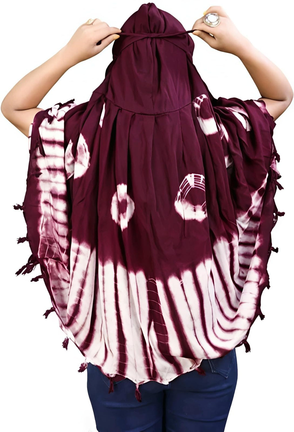 Krevaa Stylish Printed Pattern Fancy Scarf With Sun Protection Cover Face Cotton Mask for Women's and Girls.Tie-Dye Scarf for Women, Maroon and White, Hijab Style (PURPLE)