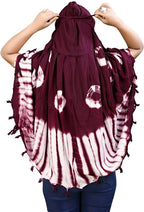 Krevaa Stylish Printed Pattern Fancy Scarf With Sun Protection Cover Face Cotton Mask for Women's and Girls.Tie-Dye Scarf for Women, Maroon and White, Hijab Style (PURPLE)