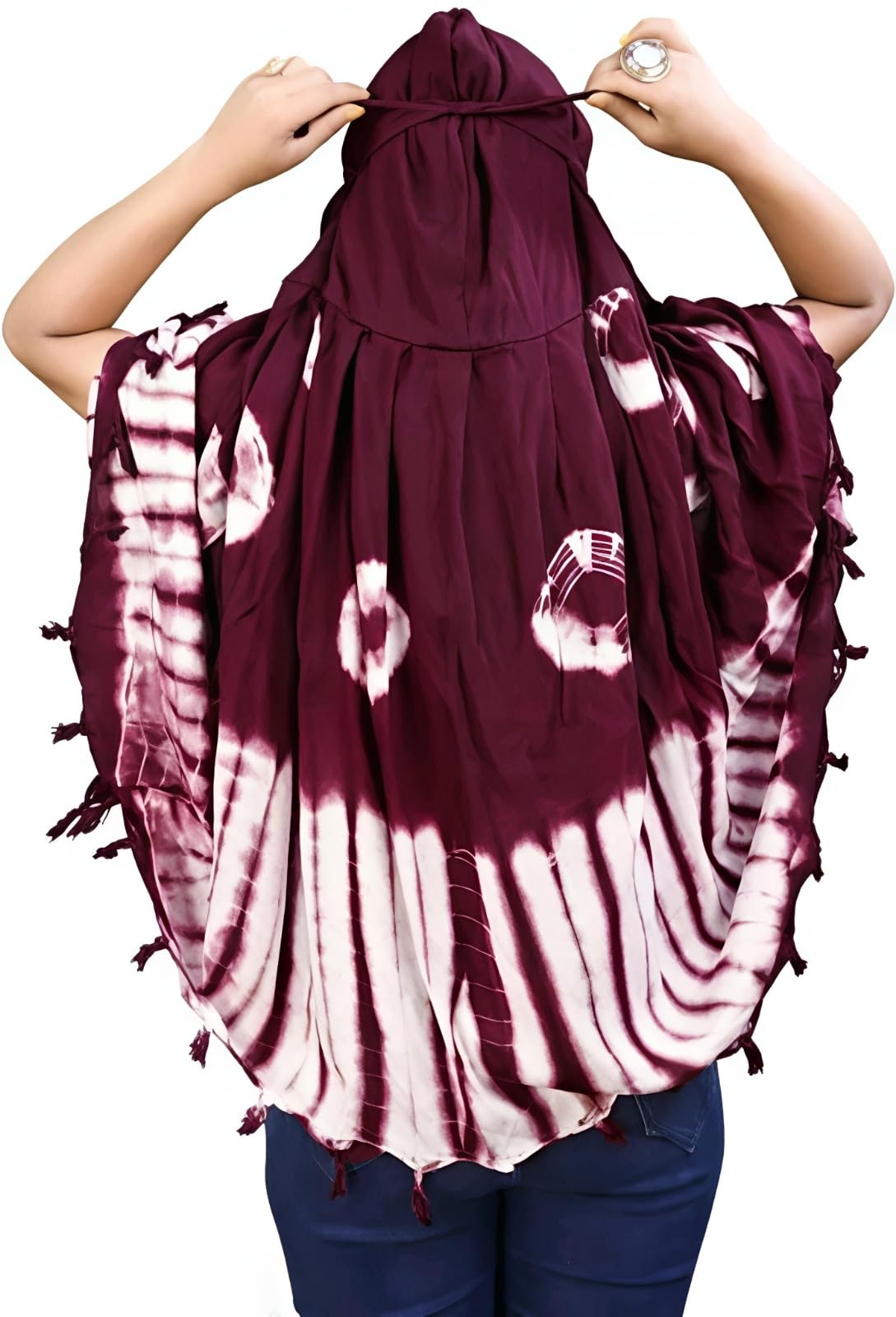 Krevaa Stylish Printed Pattern Fancy Scarf With Sun Protection Cover Face Cotton Mask for Women's and Girls.Tie-Dye Scarf for Women, Maroon and White, Hijab Style (PURPLE)