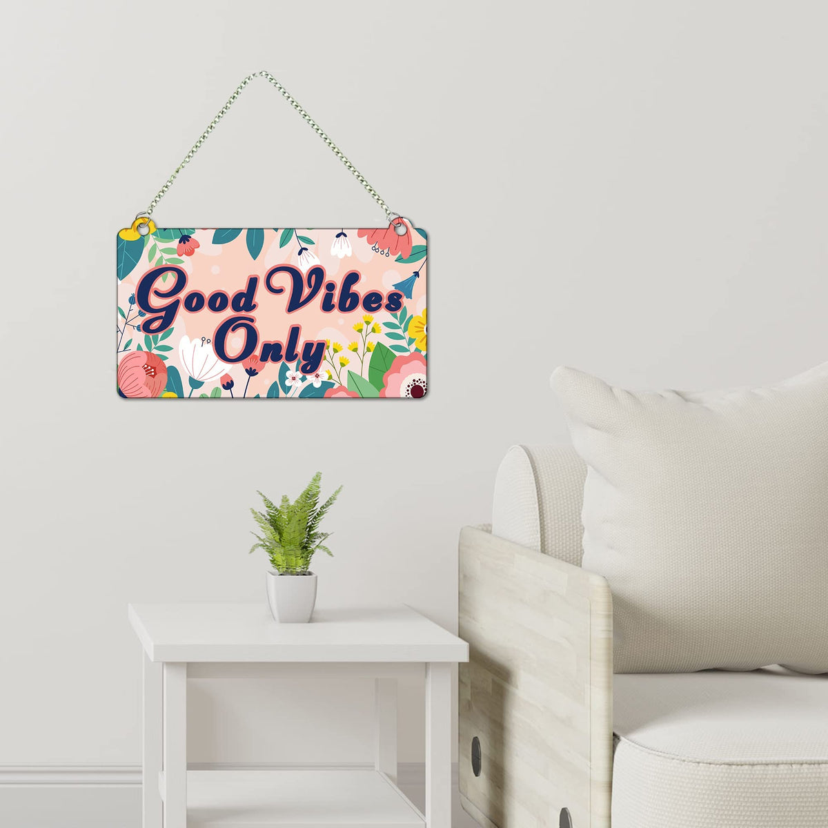 Artvibes Good Vibes Only Wall Hanging Wooden Art For Living Room | Office | Quotes Decor Item | Wall Illustrations | Office Decor | Wall Art Print | Inspirational quotes | Gift Items (WH_3502N)