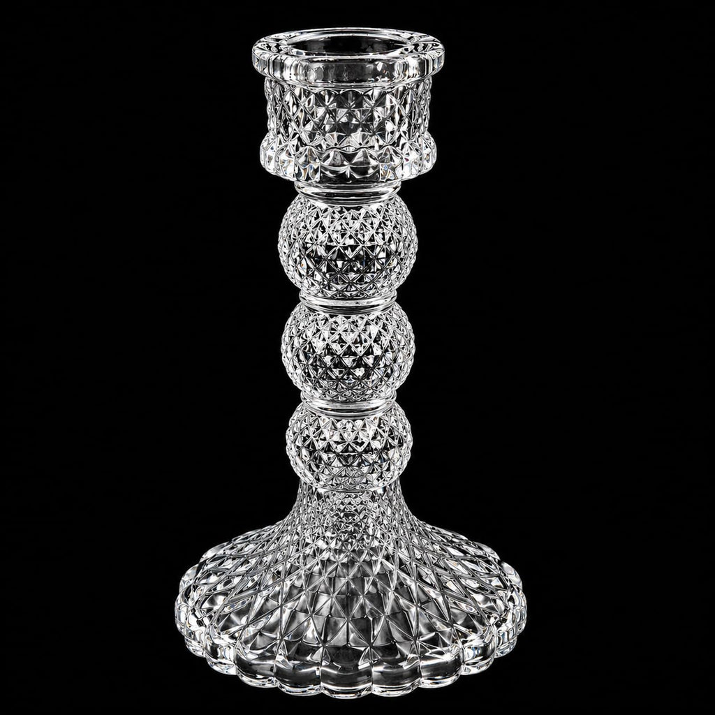 Pure Source India Crystal Taper Candle Holder,15 cm for Home Dining, Christmas & Diwali Decor