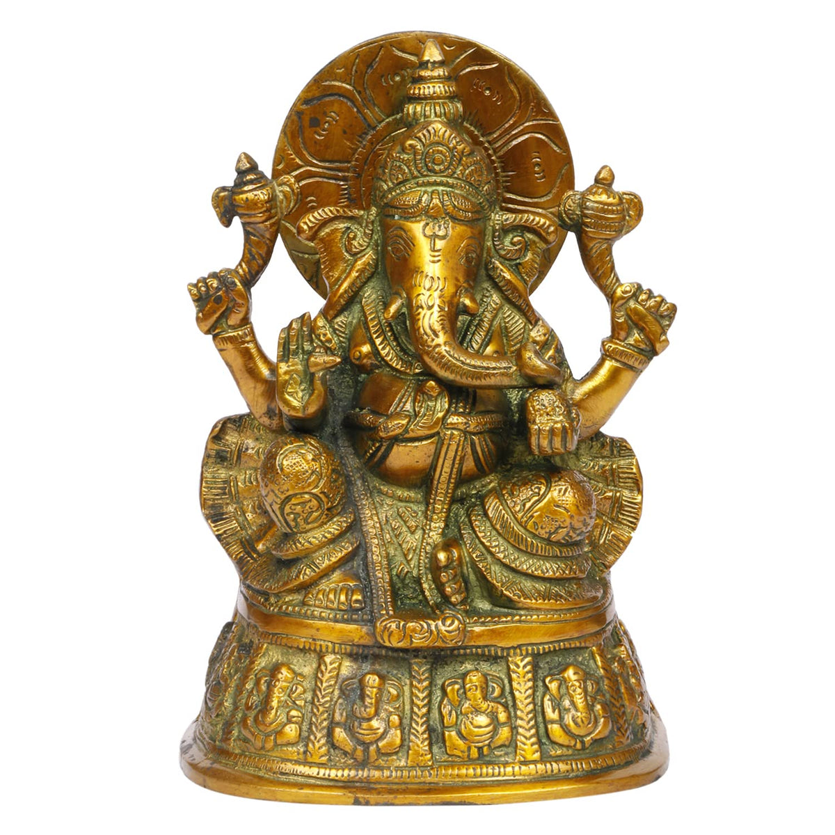 ARTVARKO Brass Ashtavinayak Ganpati Idol Ganesha Ganesh Murti Home Entrance Office Décor Idol Marriage Gift Murti Pooja 8 Inch