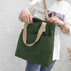 HOMELYA Explore Cotton Tote Bag for Women | Spacious Lightweight Shoulder Handbag for Office | College & Travel | Stylish Everyday Carry Bag (Olive)
