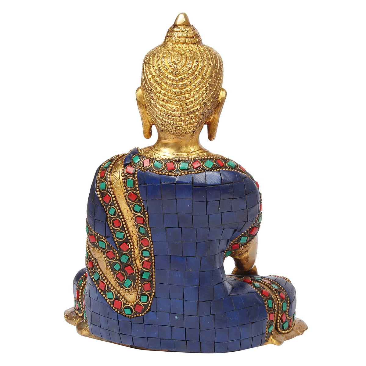 ARTVARKO™ Multicolor Brass Bhagwan Buddha Statue Bhumisparsha Murti for Home Décor Entrance Office Table Living Room Meditation Luck Gift Feng Shui (LxBxH 6x4x8 Inch)