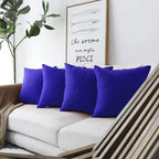Khooti Jute Cushion Cover, Throw Pillow Cover for Couches, Chairs, Sofas, Beds, Coffee Tables, Living Rooms, Bedrooms, Modern Boho Design, 34 x 34 Inches / 85 x 85 cm | Royal Blue | Set of 5