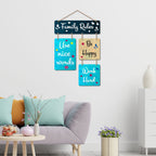 Artvibes Family Rules Use Nice Words Wooden Art Decoration item for Living Room | Wall Art For Hall | Family Quotes Wall Hanging | Wall Poster | Quotes Decor Item | Wall Art Print (WH_6504N)