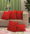 Yellow Weaves Cotton 250 TC Canvas Decorative Cushion Covers, (24 X 24 Inches), Set Of 5, Red