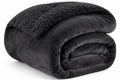 Goyal's Ultra Soft Flannel Sherpa Blanket for AC Room, Mild & Heavy Winter Use | Double Bed Reversible Plush 500GSM Blanket 85 x 90 Inches | Thick Warm Cozy Dual Layer Microfibre Throw - Grey Kafalo