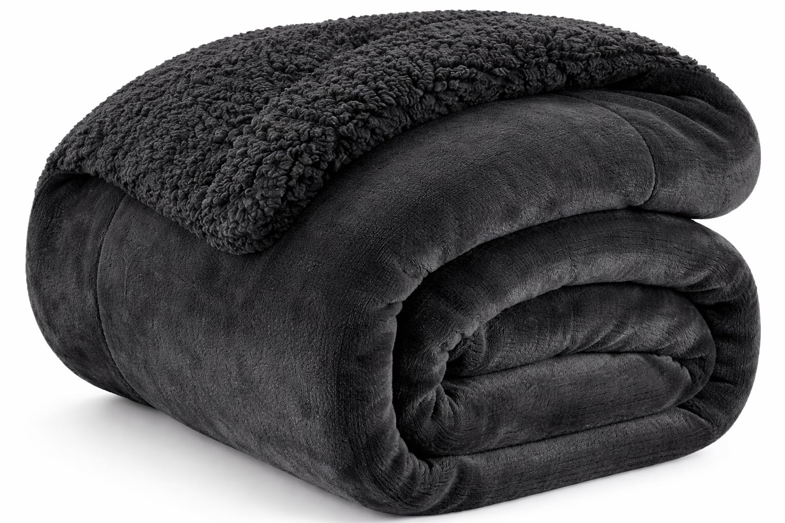 Goyal's Ultra Soft Flannel Sherpa Blanket for AC Room, Mild & Heavy Winter Use | Double Bed Reversible Plush 500GSM Blanket 85 x 90 Inches | Thick Warm Cozy Dual Layer Microfibre Throw - Grey Kafalo