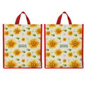 DOUBLE R BAGS Unisex Big Eco Cotton Canvas Shopping Bag for Grocery, Milk, Fruits & Vegetables | Reusable Tote with Reinforced Handles | Sunflower Print, 34x9.5x39.5 cm, 1 Compartment (Pack of 2)