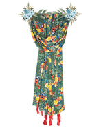 Chandwasia Fashion Floral Printed Scarf | Neck Shoulder Head Wrap Styling Dupatta Use | Polyester Chiffon Fabric Tassel Border Lightweight Pattern Women - Green
