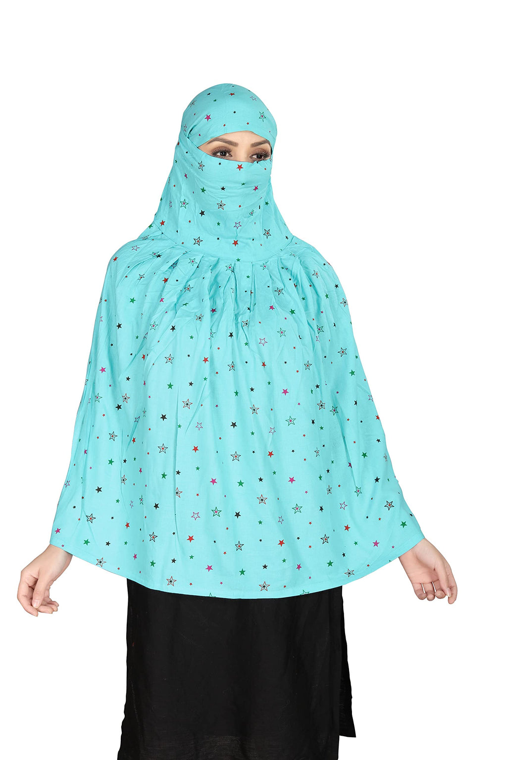 7 season's Women's Cotton Long Scarf Cum Mask Universal Size Usable For Vehicle Driver For Sunlight Uv Protection White Printed Design (Firozi-L) For Female