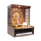 Puzzle Berry Wall Mounted Wooden Pooja Mandir for Home & Office with LED Spot Light, Big Size Temple, Pooja Stand with Door, Devghar, God Temple for Home, Pooja Shelf, Home Temple (Mandir Design 1)
