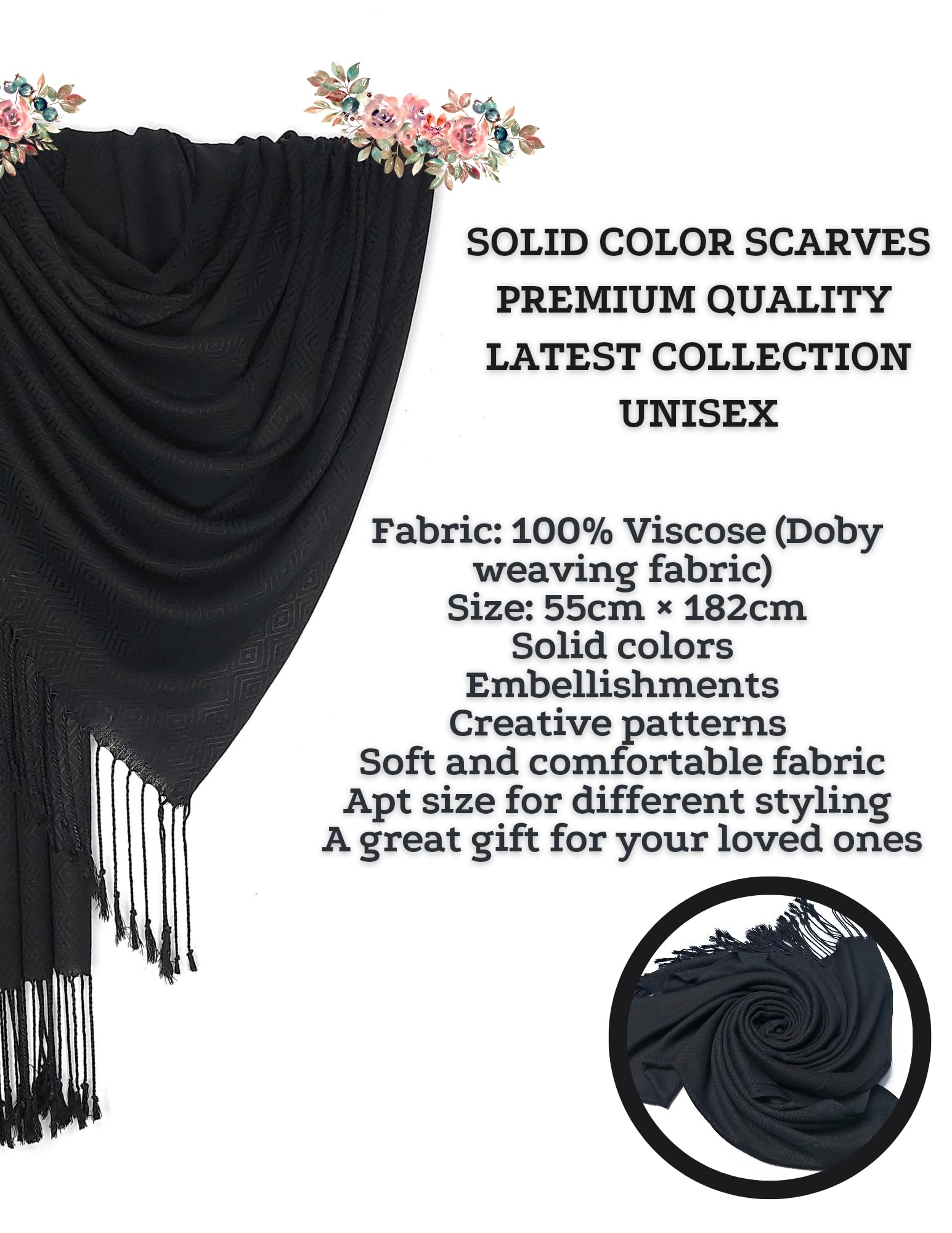 Chandwasia Viscose Doby Weaving Fabric Scarf, Stole & Shawl | Stylish All-Season Accessory for Girls, Ladies, Women & Men | Summer & Winter Wear