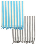 Arvore Bunkaar 100% Pure Handloom Soft Beautiful Bhagalpuri Summer Blanket/Khes/Dohar/Top Sheet Set/Chadar in and Size- 245cm X 130cm - Combo Pack of 2 (Blue Grey Striped) Kafalo