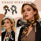 piercing 2PCS Satin Scarf, Silk Scarf for Women Stylish, Scarf for Women Stylish, Silk Scarf, Square Elegant Floral Print, Versatile Accessory for Neck, Hair, and Handbag