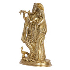 SVARUP Brass Radh Krishna Idol in Gold Color Height 12 Inch