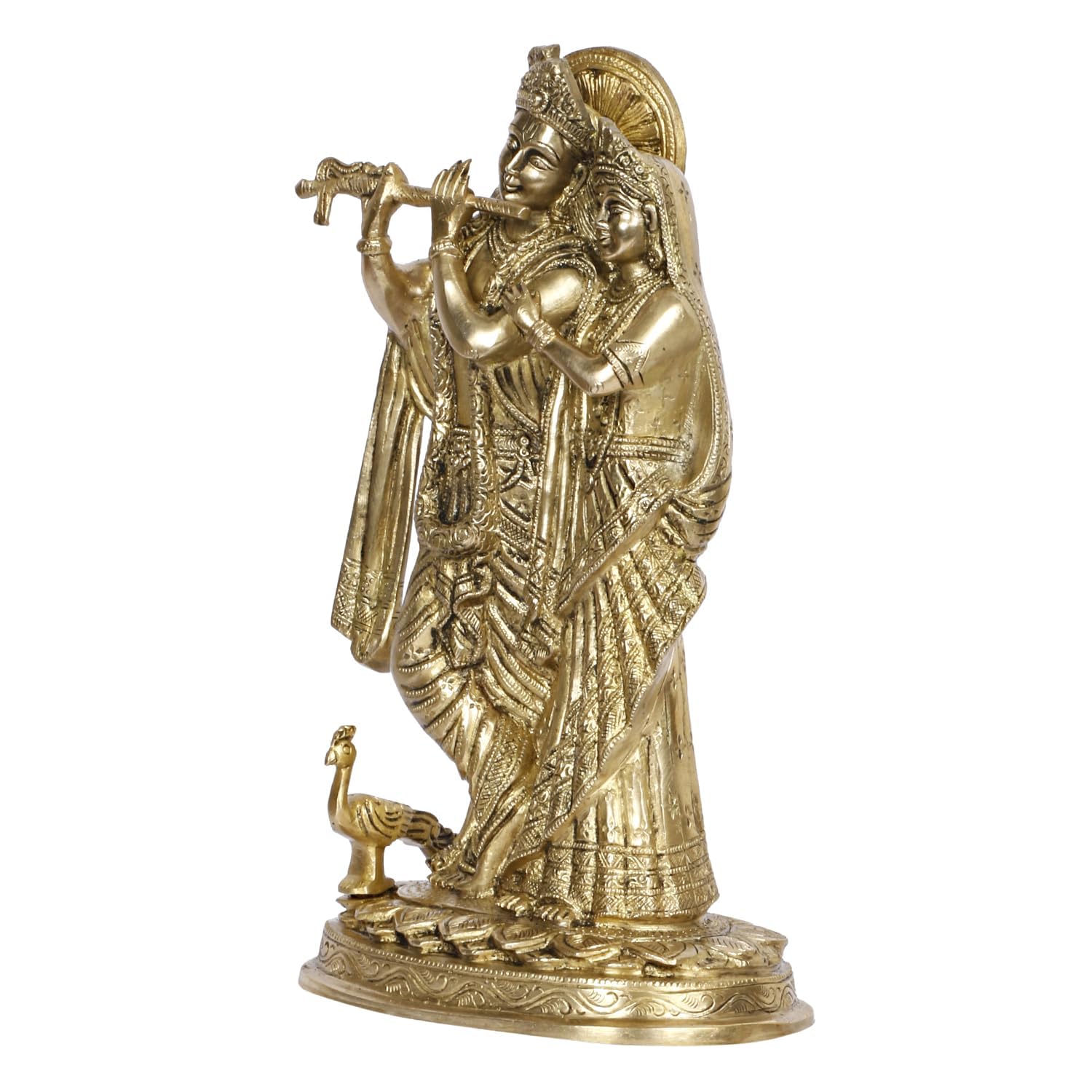 SVARUP Brass Radh Krishna Idol in Gold Color Height 12 Inch