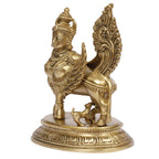 SVARUP Brass Kamdhenu Idol Kamadhenu Cow with Calf Surbhi Statue for Puja Home Decor Height 6.5 Inch