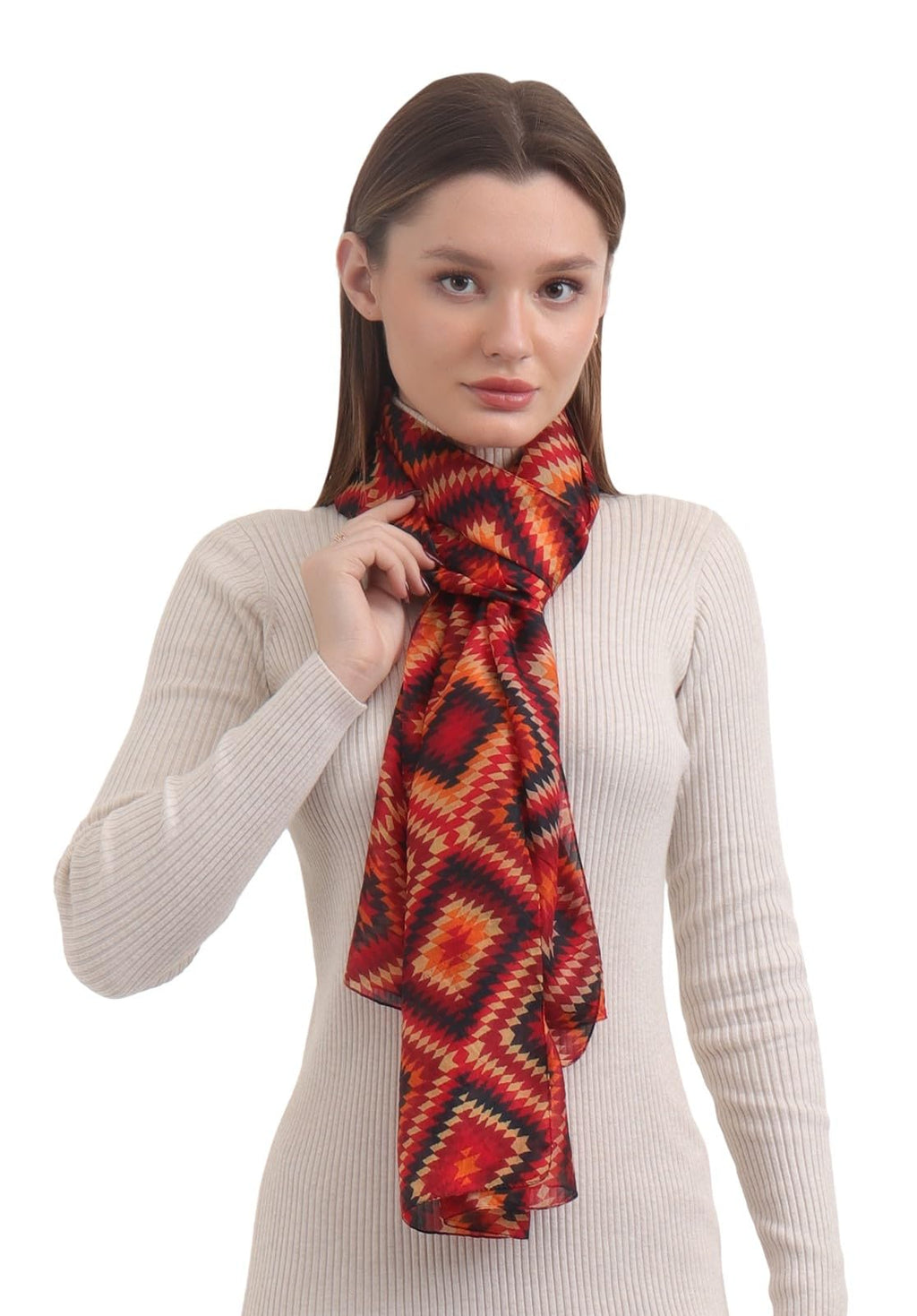 EH 100% Pure Mulberry Silk Scarf for Women, head scarf, neck scarf, hair scarf, digital printed long (22 X 72) (MC 31)