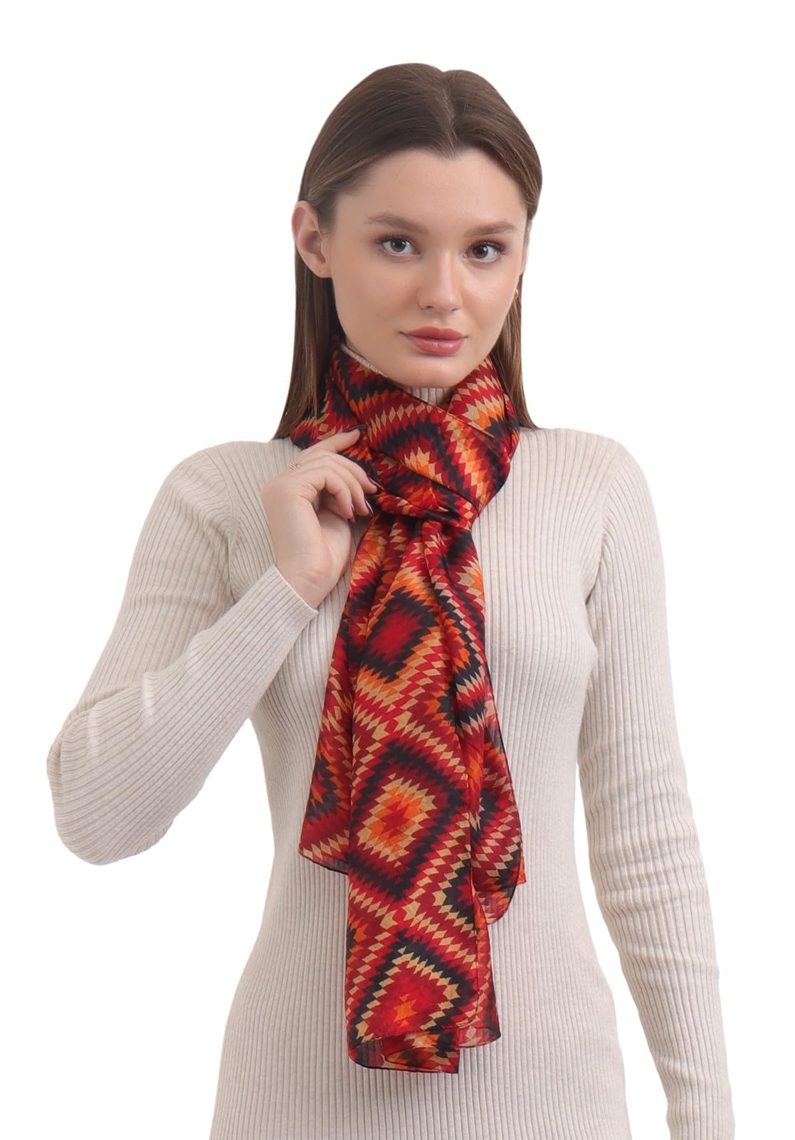 EH 100% Pure Mulberry Silk Scarf for Women, head scarf, neck scarf, hair scarf, digital printed long (22 X 72) (MC 31)