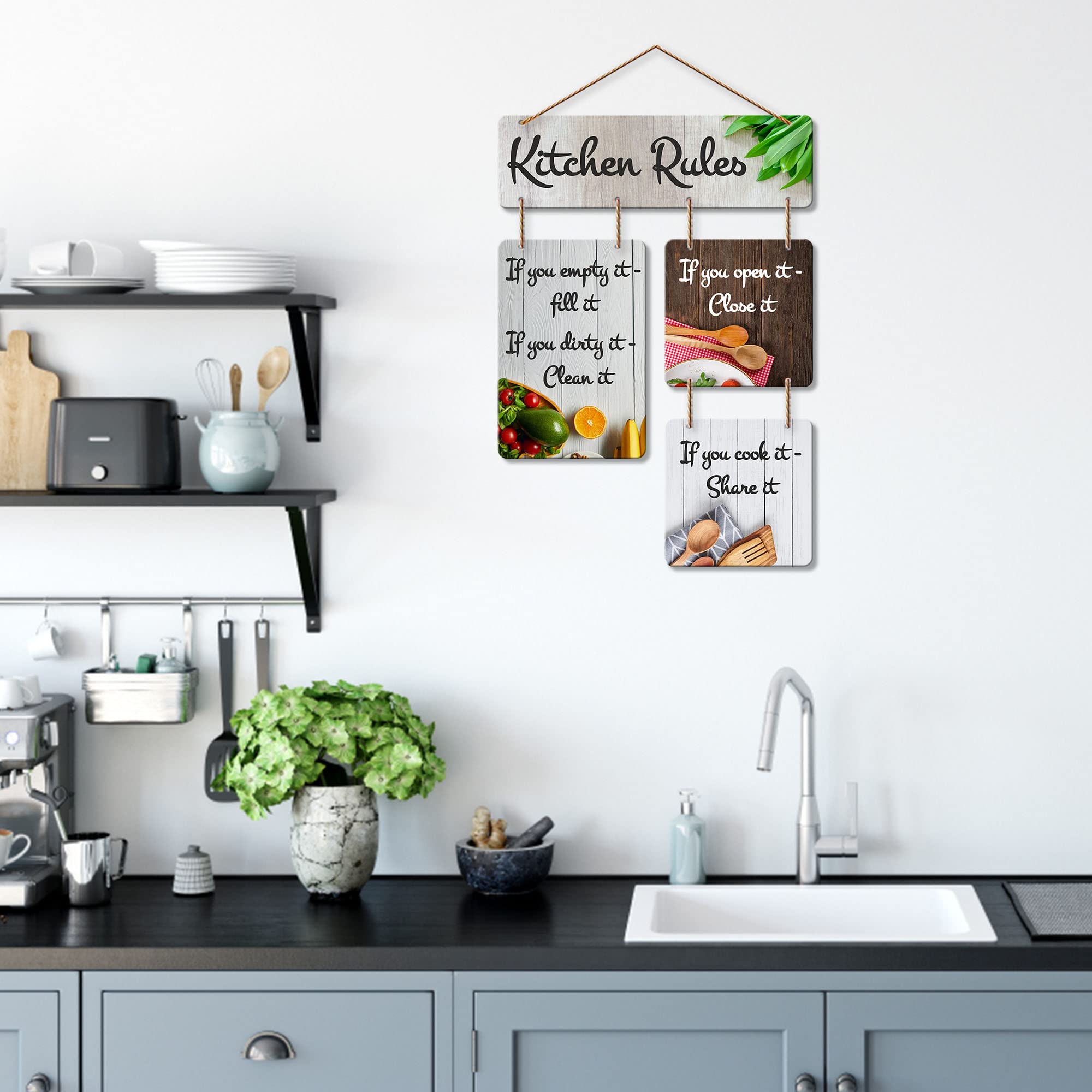 Artvibes Kitchen Rules Quotes Printed MDF Wooden Wall Art For Cafe | Kitchen | Restaurants | Quotes Decor Item | Kitchen Wall Hanging | Wall Illustrations | Artwork | Gift Items (WH_6506N).