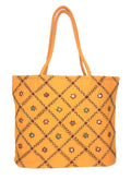 SriShopify Handcrafted Women’s Handbag Travel Shoulder bag Traditional Tote bag Cotton handmade wedding gifts for marriage birthday (30x40x10 Medium size Mirror Work) (yellow handbags for women)