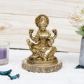 ARTVARKO Laxmi MATA Blessing Sitting on Lotus with Kalash and Owl Lakshmi Luxmi Brass murti for Home Temple 5 Inches.