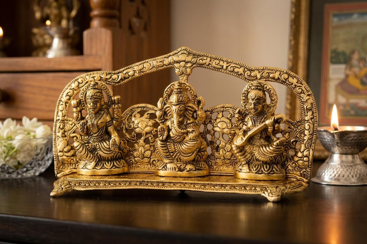 KridayKraft Laxmi Ganesh Saraswati Murti,Laxmi Ganesh Murti,Showpiece Figurines,Laxmi Ganesh Saraswati Statue for Pooja & Religious Idol Gift Article,Corporate Gift..