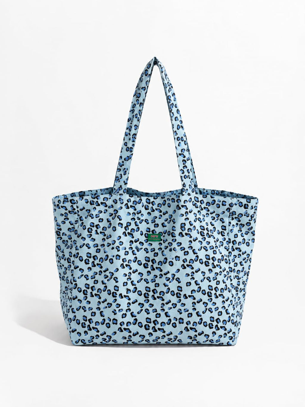 Leopard Print Oversized Carry All Tote Bag for Women | Recycled Heavy Cotton Canvas Carry All Shoulder Bag with Internal Zip Pocket | Machine Washable (Blue)