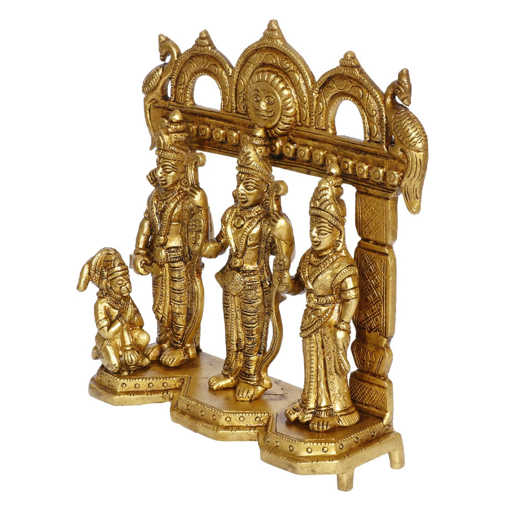 ARTVARKO Brass Ram Darbar Statue Shree Ram Ji Sita Laxman Hanuman Home Décor Puja Bhagwan Idol Murti for Mandir Temple 7.5 Inches