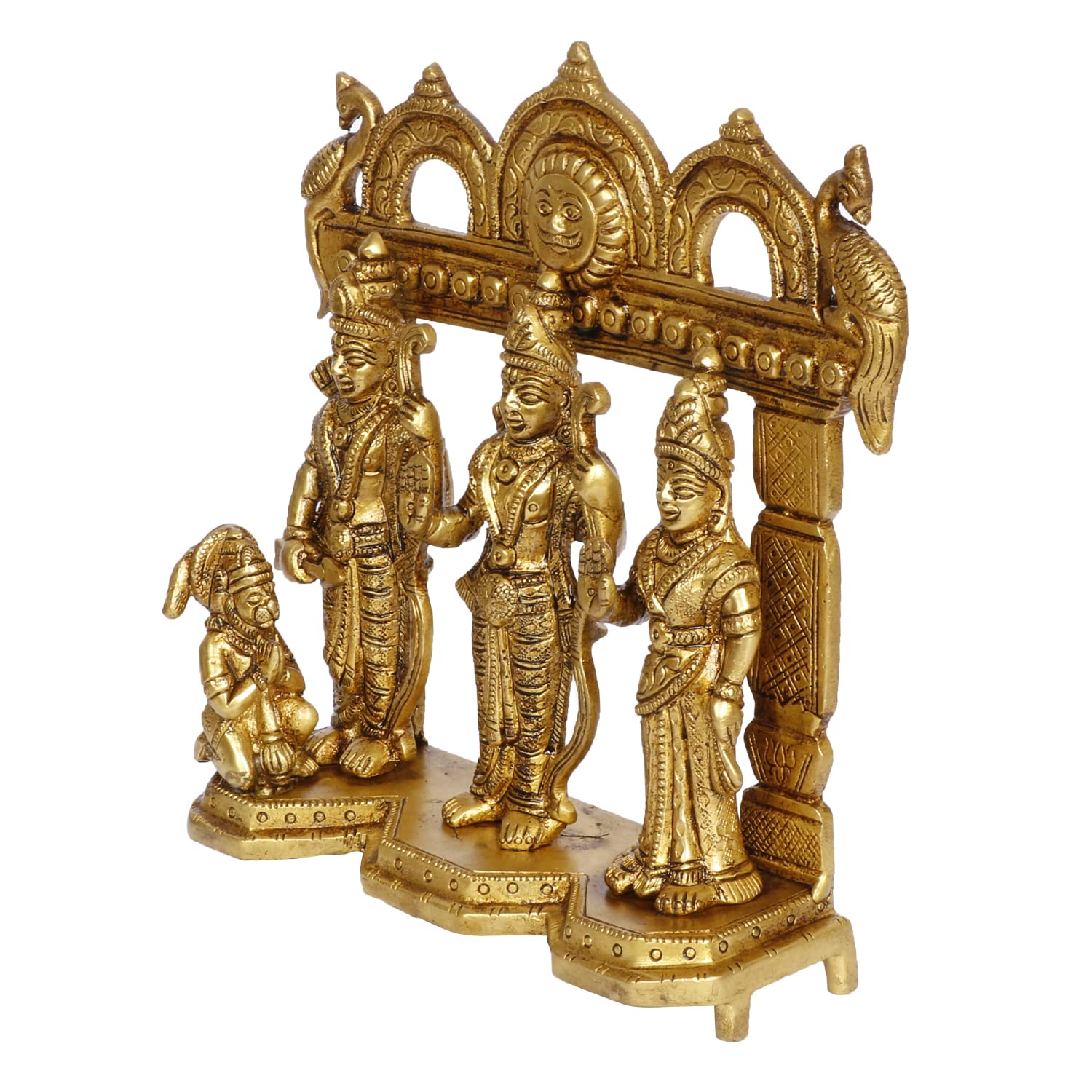 ARTVARKO Brass Ram Darbar Statue Shree Ram Ji Sita Laxman Hanuman Home Décor Puja Bhagwan Idol Murti for Mandir Temple 7.5 Inches