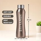 Speedex Customised Stainless Steel Water Bottle 1 Ltr with Engraved Name – Personalised Screw Lid Bottle for Kids, Men & Women, School, Office, Gym, Copper Gold, Set of 1