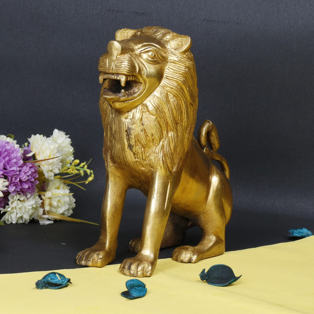 ARTVARKO Brass Lion Statue for Vaastu Shastra and Feng Shui Remedies for Home Décor Statue