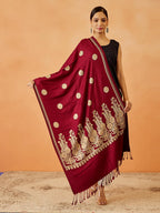 Pashmoda Women Nafeesa Kashmiri Aari Embroidery Stole, Shawl, & Wrap, Luxury Pashmina Evening Wrap (Size: 71X203 CM)