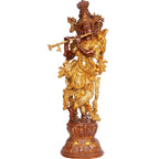 Svarup Brass Krishna Bhagwan Idol Murli Kishan Murti Playing Bansuri Gift for Home Mandir Decor Marriage Height 29 Inch Weight 16 Kg Brown and Gold